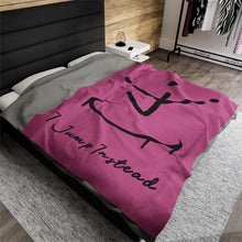 Load image into Gallery viewer, I Jump Instead Plush Blanket - Blush Pink w/ Black Logo
