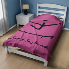 Load image into Gallery viewer, I Jump Instead Plush Blanket - Blush Pink w/ Black Logo
