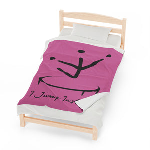 I Jump Instead Plush Blanket - Blush Pink w/ Black Logo