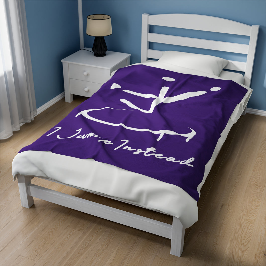 I Jump Instead Plush Blanket - Polished Purple w/ White Logo