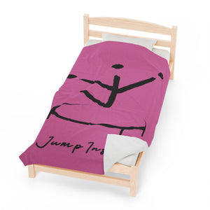 I Jump Instead Plush Blanket - Blush Pink w/ Black Logo