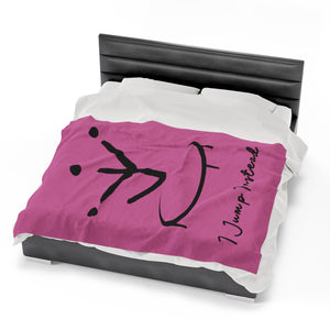 I Jump Instead Plush Blanket - Blush Pink w/ Black Logo