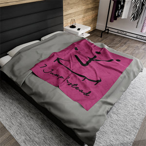 I Jump Instead Plush Blanket - Blush Pink w/ Black Logo