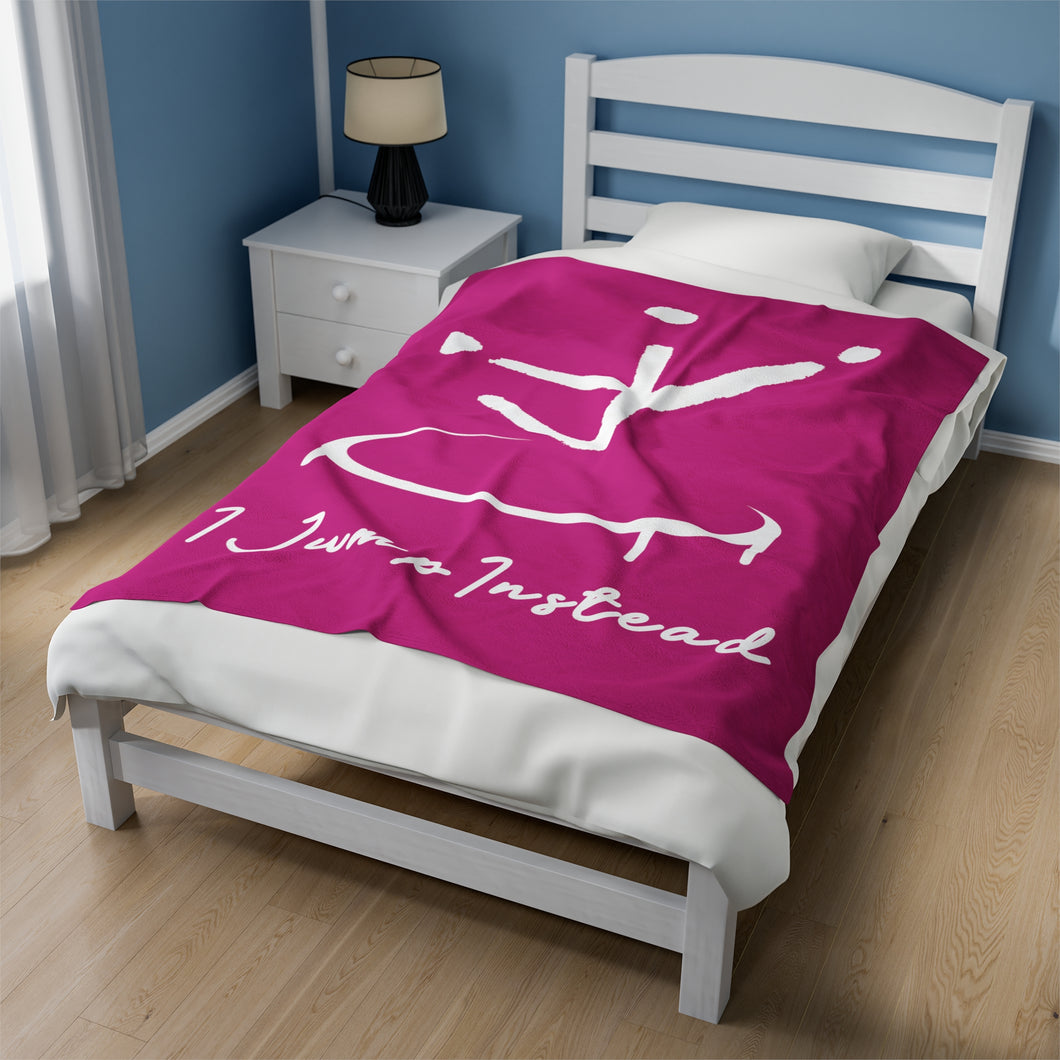 I Jump Instead Plush Blanket - Magenta w/ White Logo