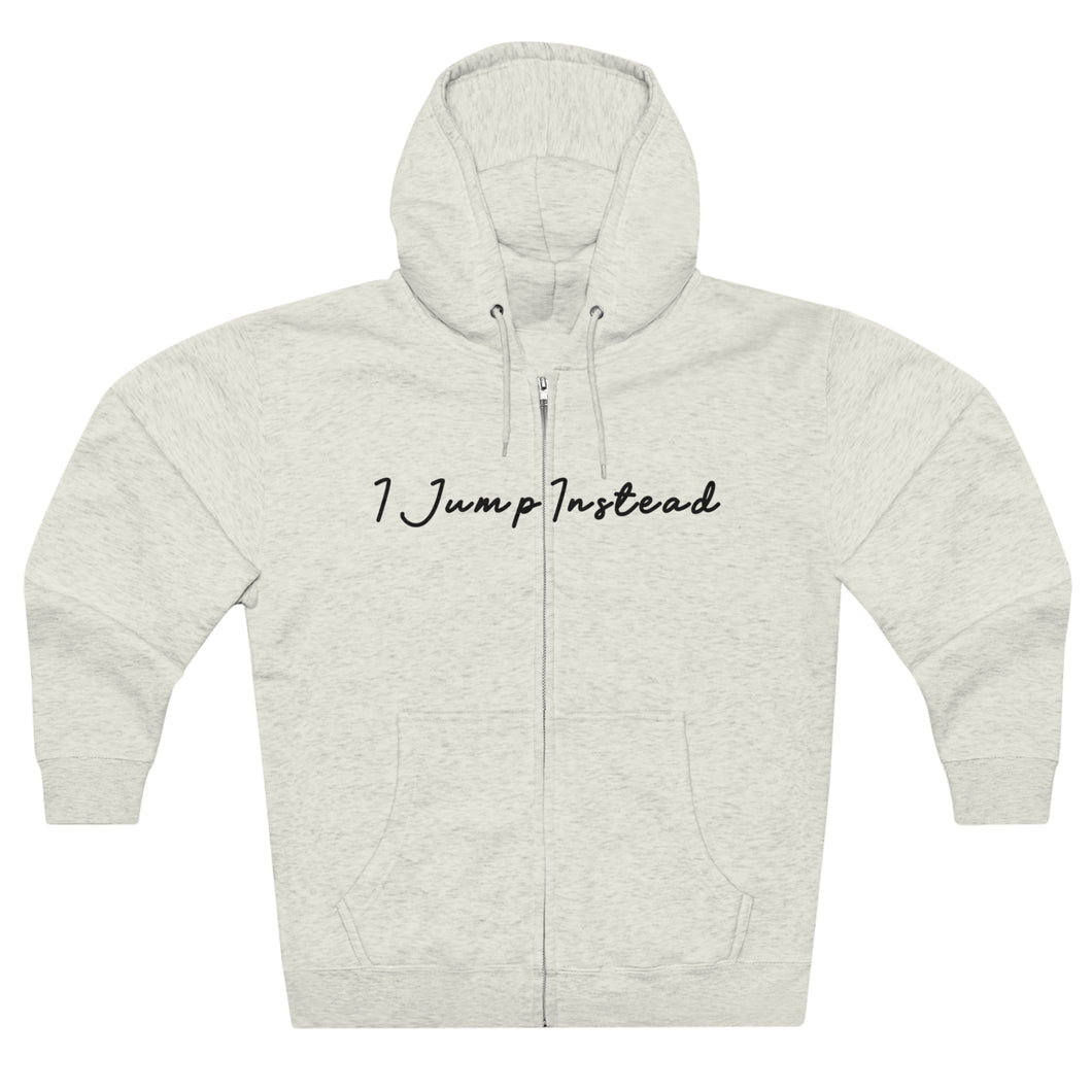 I Jump Instead Unisex Full Zip Hoodie - Oatmeal Heather