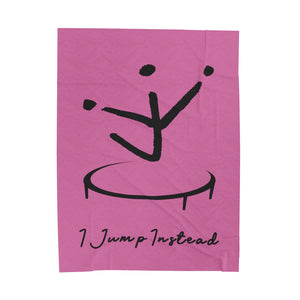 I Jump Instead Plush Blanket - Blush Pink w/ Black Logo