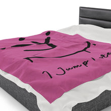 Load image into Gallery viewer, I Jump Instead Plush Blanket - Blush Pink w/ Black Logo
