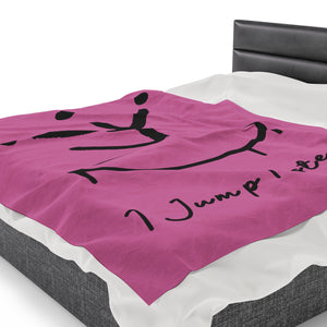 I Jump Instead Plush Blanket - Blush Pink w/ Black Logo