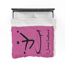 Load image into Gallery viewer, I Jump Instead Plush Blanket - Blush Pink w/ Black Logo
