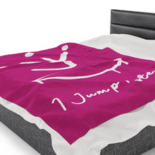 Load image into Gallery viewer, I Jump Instead Plush Blanket - Magenta w/ White Logo
